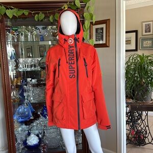 Superdry Orange Hooded Jacket with Black Accents Size M